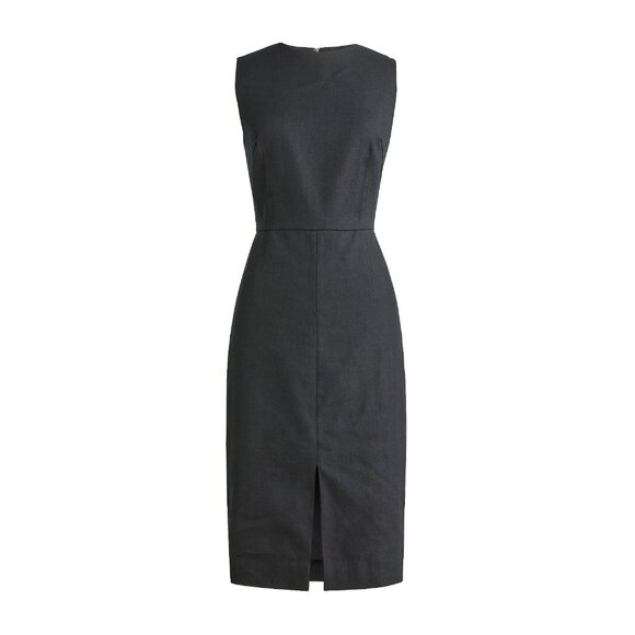NWT J.Crew Petite High-neck Sheath in Black Stretch Linen Blend Dress 8P - Picture 1 of 6